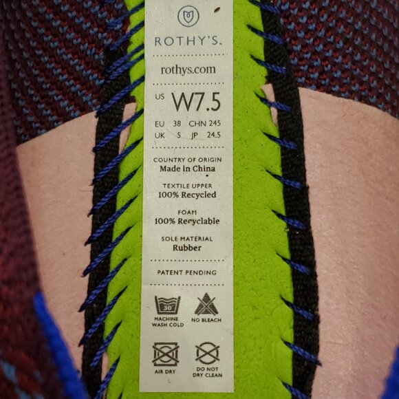 Rothy's The Loafer Women's Burgundy Grid Plaid Slip On Flat Shoes Size 7.5 - Picture 11 of 14